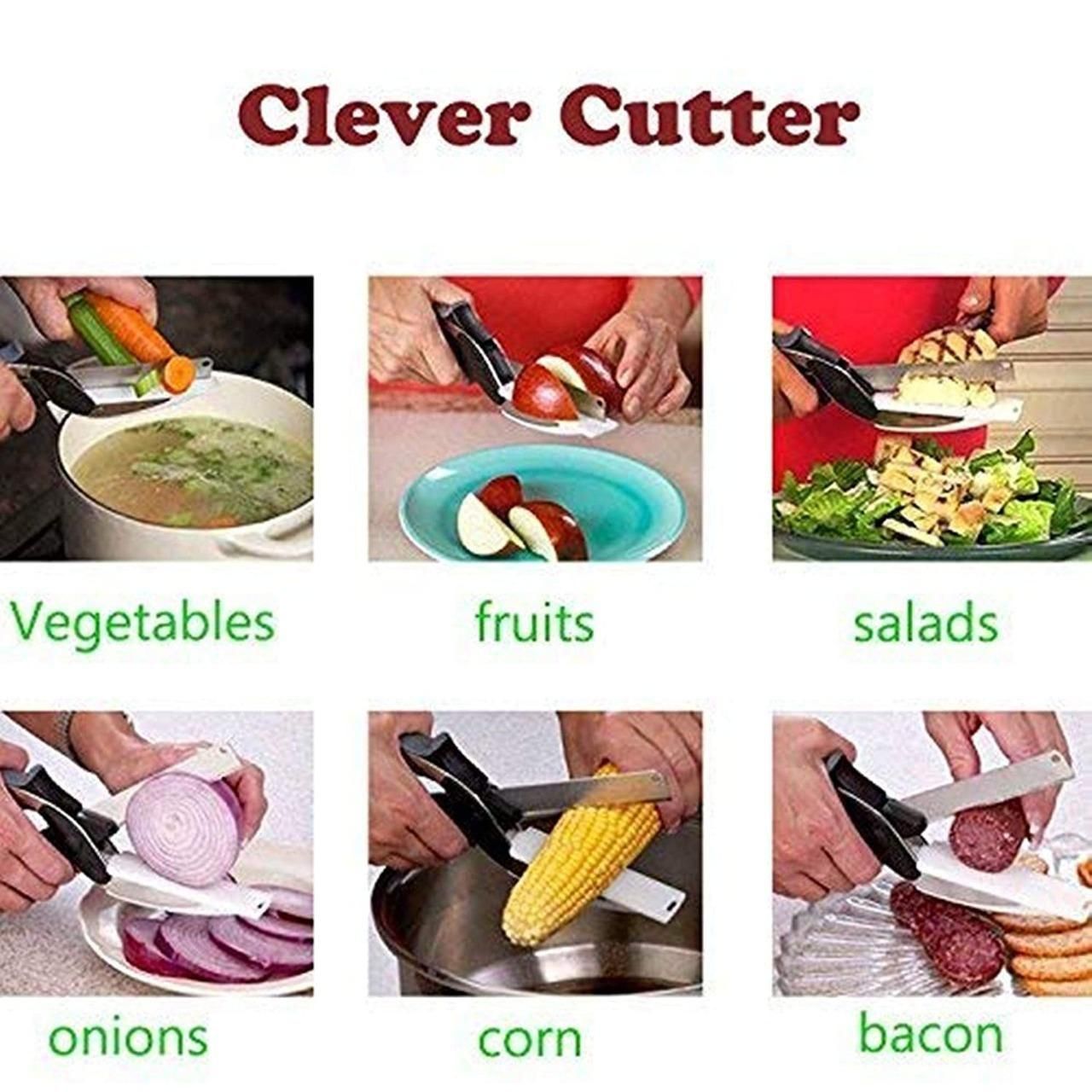 2-in-1 Steel Smart Clever Cutter – Kitchen Knife & Mini Chopping Board