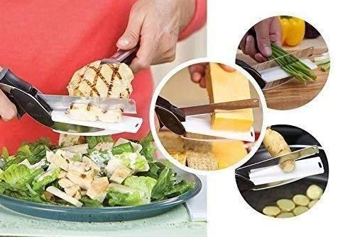 2-in-1 Steel Smart Clever Cutter – Kitchen Knife & Mini Chopping Board