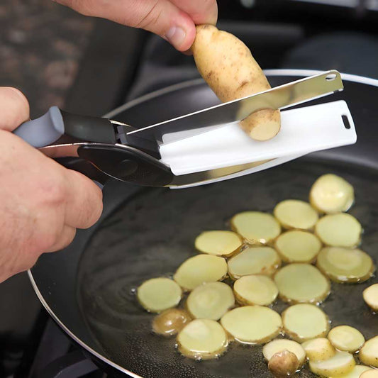 2-in-1 Steel Smart Clever Cutter – Kitchen Knife &amp; Mini Chopping Board