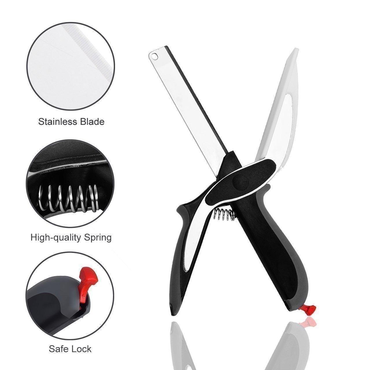 2-in-1 Steel Smart Clever Cutter – Kitchen Knife &amp; Mini Chopping Board