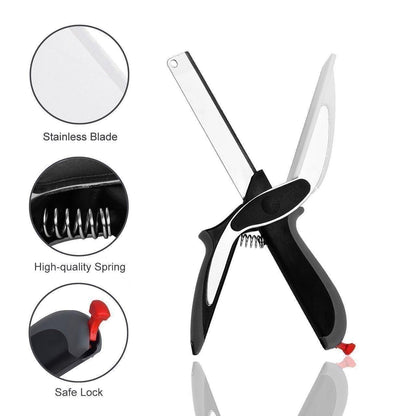 2-in-1 Steel Smart Clever Cutter – Kitchen Knife &amp; Mini Chopping Board