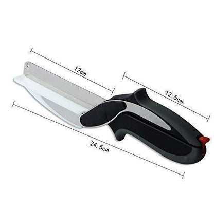2-in-1 Steel Smart Clever Cutter – Kitchen Knife &amp; Mini Chopping Board